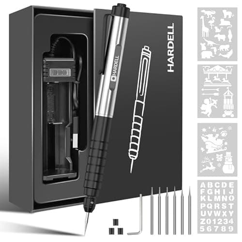 Image of HARDELL Engraving Pen, Electric Micro Engraving Pen Tool Kit, USB Rechargeable Cordless Rotary Tools, Professional Portable DIY Engraver Machine for Metal Glass Ceramic Plastic Wood Jewelry-Black