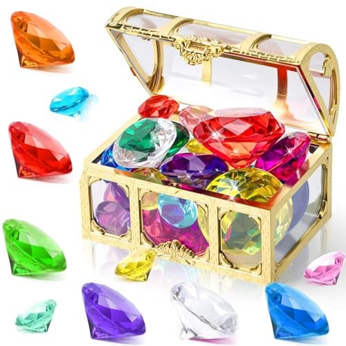 Image of JBLJDWD 35 Pcs Treasure Chest, Treasure, Pirate Treasure Chest Treasure Party Multicolour Swim Toy for Summer Pool Birthday Celebrations for Girl and Boy