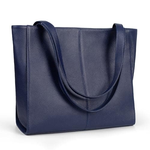 Image of befen Genuine Leather Tote Bag for School Navy Handbags for Women Large Tote Bags for Women with Laptop Compartment