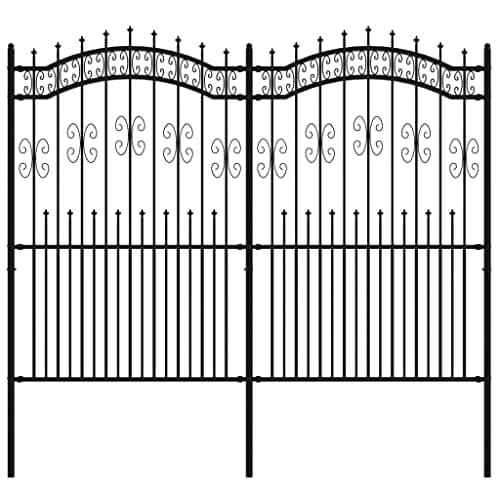 Image of vidaXL - Sturdy and Decorative Garden Fence with Spear Top and Horizontal Braces, Made of Durable Powder-Coated Steel, Black