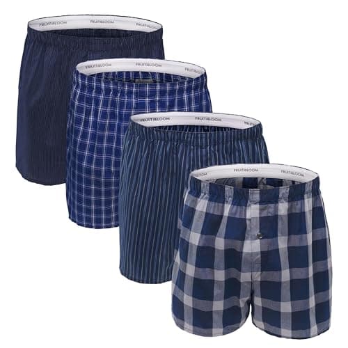 Image of Fruit of the Loom Men's Premium Tag-free Cotton Underwear & Undershirts??? ?? ???? ? ????.?????????????fruit Loo Boxer Shorts, Blues, XL UK