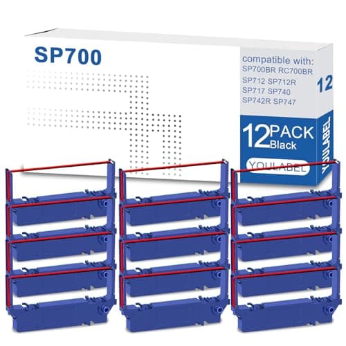 Image of SP700 Compatible Ink Ribbon Black and Red Replacement for Star SP-700 SP700 RC700 SP700BR RC700BR SP712 SP712R SP717 SP742R SP747 SP740 Printer Ribbon (12-Pack)