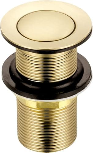 Image of Xcel Home Brushed Gold Unslotted Basin Waste | Click Clack Replacement Pop Up Brass Polished Bathroom Sink Plug
