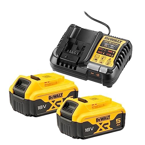 Image of DeWalt - Pack of 2 XR 18V 5Ah Li-Ion Batteries + Charger - DCB1104P2-QW
