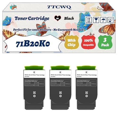 Image of Compatible for Lexmark 71B20K0 71B20C0 71B20M0 71B20Y0 Toner Cartridge Work for Lexmark CS310DN CS310N CS410DN CS410DTN CS410N Printers (3 Pack Black)
