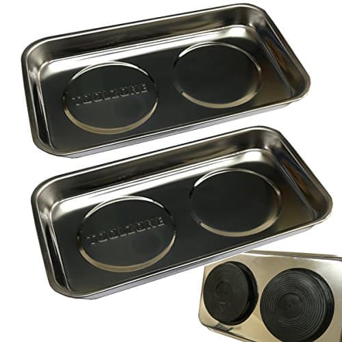 Image of Toolzone (Set of 2) Rectangular Stainless Steel Magnetic Parts Trays