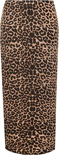 Image of WearAll Women's Animal Leopard Spot Print Long Stretch Maxi Skirt 14 - Brown - 18