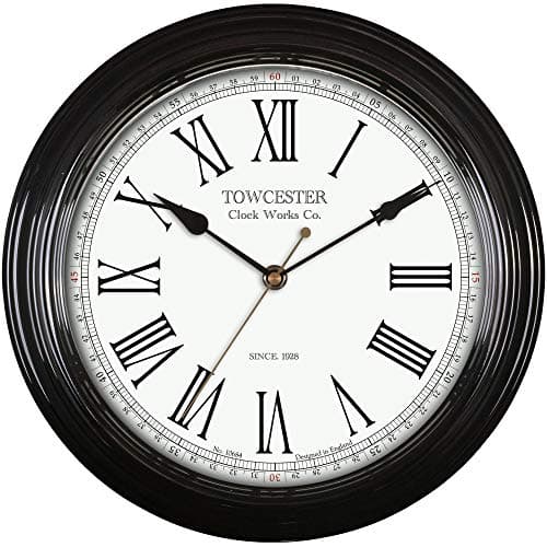 Image of Acctim Redbourn Traditional Quartz Wall Clock. Large Roman Numerals a Metal Case and Spade Hands. Black 30cm Wall Clock