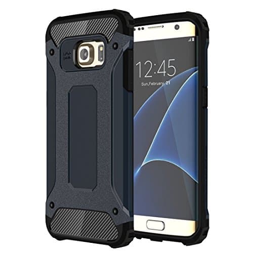 Image of KP TECHNOLOGY Galaxy S6 Edge Case, Heavy duty Hybrid Armor Case Dual Layer Shockproof TPU Rubber and Poly carbonate case for Samsung Galaxy S6 Edge (NAVY BLUE)