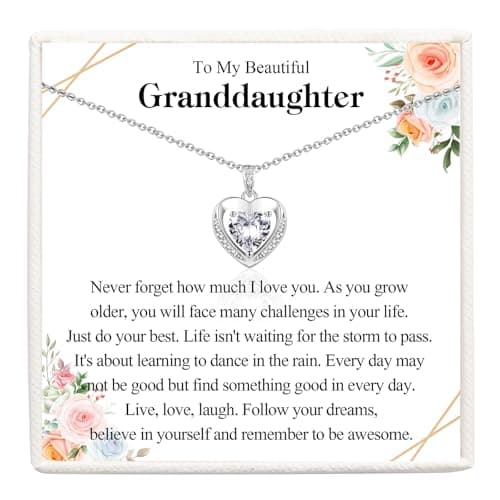 Image of VOSAP Granddaughter Gifts: Heart Pendant Necklace for Teenage Girls - Sweet Graduation & Birthday Gifts, Stocking Fillers