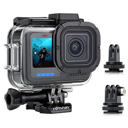 Image of SOONSUN Waterproof Case for GoPro Hero 13/12/11/10/9 Black, 196FT/60M Underwater Protective Diving Housing With Bracket Screw Accessories
