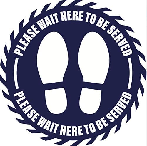 Image of Safety Floor Signs Social Distancing Floor Signs Stickers 8 Designs Safety Marking Supermarket Pharmacy (Shape: Circle - Please wait here 300mm x 300mm - Blue)