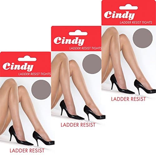 Image of Cindy Women's Ladder Resist Tights with Panel Gusset (3 Pair Pack) (X-Large (48"-54" Hip), Pearl Grey)