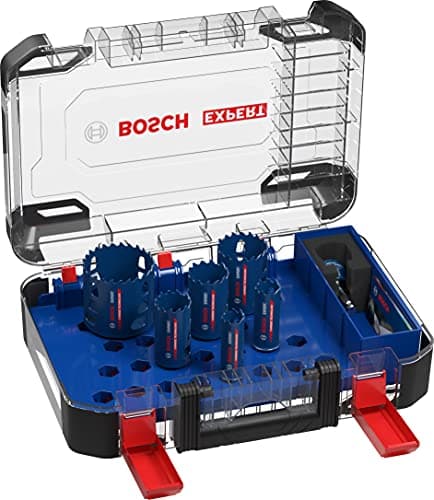 Image of Bosch 6X Expert Tough Material Hole Saw Set (for Wood with Metal, Brick, Ø 22-68 mm, Professional Accessory Rotary Drill/Drivers)