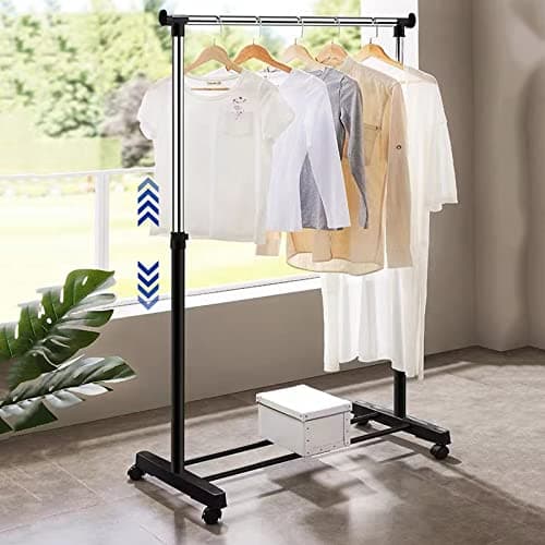 Image of Vivo Technologies Adjustable Mobile Tidy Clothes Coat Garment Clothing Hanging Rail Rack Clothes Rail Storage Stand Castors on Wheels
