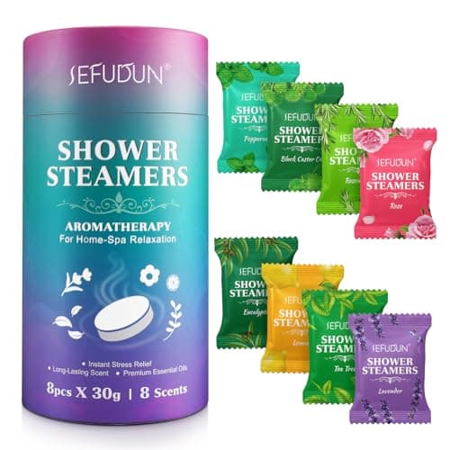 Image of Shower Steamers Aromatherapy for Women and Men 8 Pack, 8 Scents Shower Bombs with Natural Essential Oils for Home Spa Self Care, Stress Relief and Relaxation, Nasal Relief, Birthday Gifts