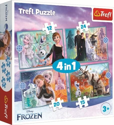 Image of Trefl 34381 4-in-1 Disney Frozen 2 Puzzle Print for Children from 3 Years Puzzle, The Incredible World Disney Frozen 2