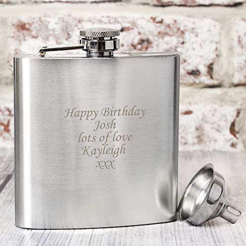 Image of Laser Engraved Personalised Hip flask - Perfect for a Best Man or Usher Thank Your gift with Free Engraving