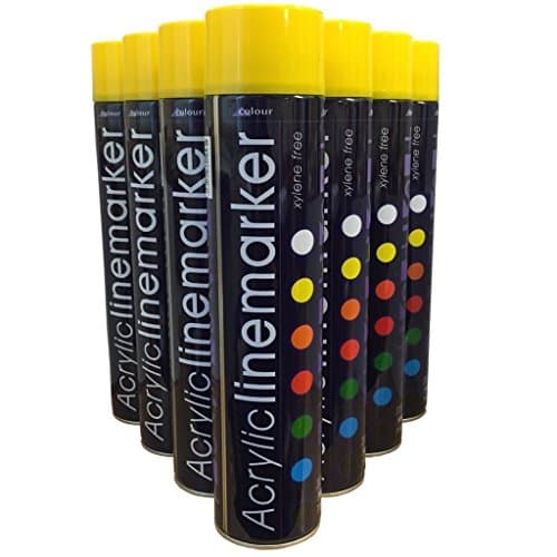 Image of (PACK OF 6) Large 750ml YELLOW Line Marking Spray paint survey builders marker Sports Grounds