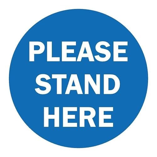 Image of Please stand here floor sticker - Self adhesive floor graphic (400mm x 400mm)