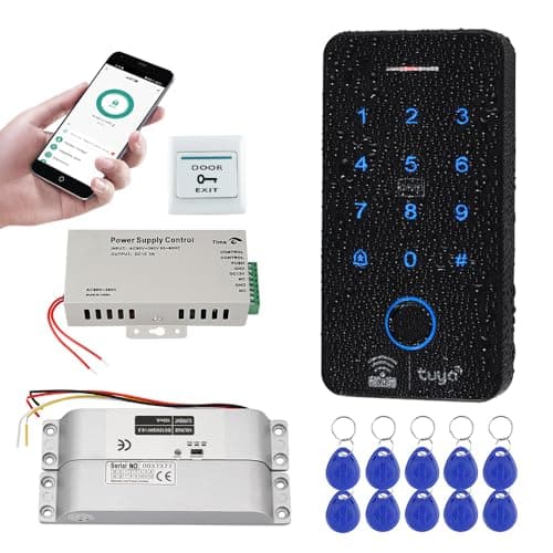 Image of FUSYTULY WiFi Door Access Control System Fingerprint Biometrics IP68 RFID Keypad 125KHz 13.56MHz Password Reader with Electric Bolt Lock, Tuya Smart APP Remote Unlock