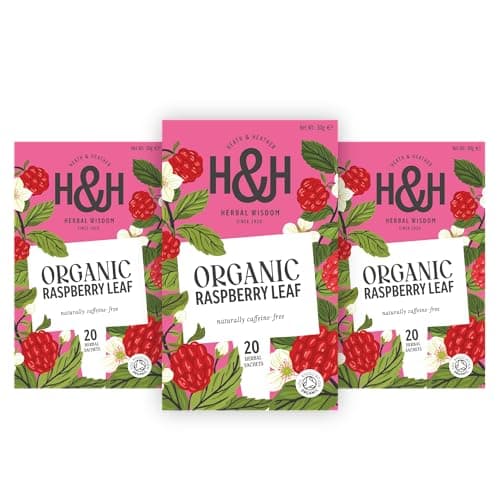 Image of Heath & Heather Organic Raspberry Leaf Tea Bags - 3 x 20 Organic Herbal Tea Bags with Gift Box - Caffeine Free - Certified by the Soil Association - Part of the Best Sellers Range