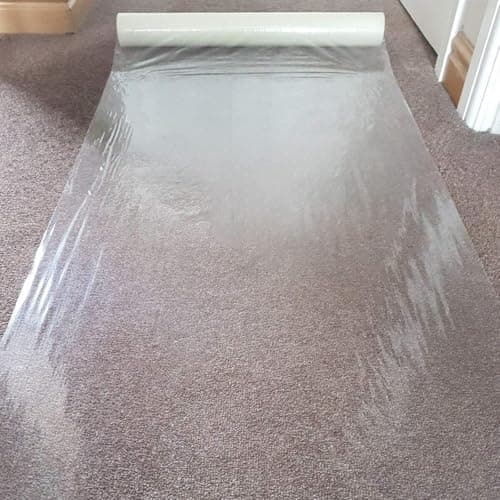 Image of Winsome Clear Carpet Protector Film Self Adhesive Roll Temporary Protecting Water Resistant Floor Dust Sheet Cover | 60cm x 25m Roll (60 Micron)