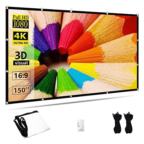 Image of Projector Screen 150 inch,TOWOND 16:9 HD 4K Foldable Anti-Crease Portable Projection Movies Screen for Home Backyard Theater Outdoor Indoor Support Double Sided Projection