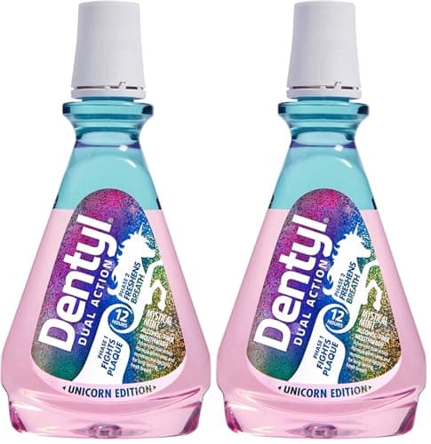 Image of Dentyl Dual Action CPC Mouthwash, 12hrs Fresh Breath & Total Care, Alcohol Free, Unicorn Edition Mystical Mint, 500 ml (Pack of 2)