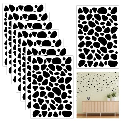 Image of 500PCS Irregular Polka Dots Wall Stickers, 8 Sheets Black Irregular Dots Wall Sticker, Minimalist Geometric Dalmatian Spot Decals, Boho Wall-Decals for Bedroom, Bathroom, Home, Living Room Decoration