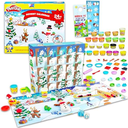 Image of Play-Doh Advent Calendar Countdown to Christmas - 24 Day Calendar with Play-Doh, Accessories, Stickers More | Play-Doh Holiday Gift Set for Boys, Girls