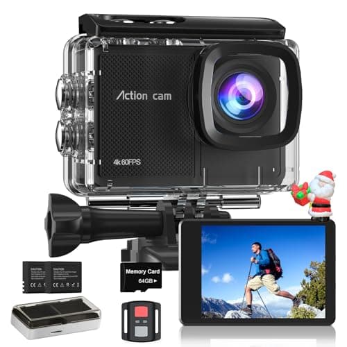 Image of Yolansin 4K 60FPS Action Camera with 64GB SD Card- HD 48MP 40M Underwater Camera,8X Zoom Waterproof Camera EIS WIFI SportsCamera with 2x1350 Batteries Helmet Mount Accessories Kits