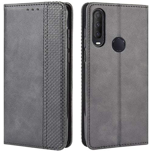 Image of HualuBro Alcatel 3L 2020 Case, Alcatel 1V 2020 Case, Alcatel 1S 2020 Case, Retro PU Leather Full Body Shockproof Magnetic Wallet Flip Case Cover with Card Holder for Alcatel 3L 2020 Phone Case, Black