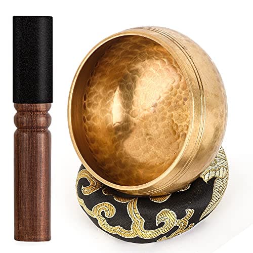Image of Tibetan Singing Bowls Set-100% Hand-hammered in Nepal Sound Bowl for Meditation, Yoga, Chakra, Meditation Accessories, Unique Christmas Xmas Gifts for Women, Men (8 cm) (8 x 5 cm)