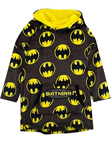 Image of DC Comics Kids Blanket Hoodie Oversized Fleece Ultra Soft and Cosy Batman Hoody For Boys And Girls Grey One Size