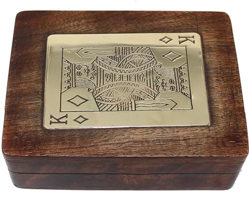 Image of IBLAY Wooden Playing Card Holder Case (Brown) - Fits 1 Deck of Cards (4.2 x 3 x 1.5) - No Cards Included