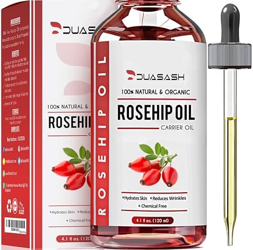 Image of Duasash Rosehip Oil for Face, Skin 120ml, 100% Pure Cold Pressed Natural, Unrefined, Hydrating, Nourishing & Moisturising Carrier Oil, Organic Rose hip Seed Oil for Skin, Nails & Hair