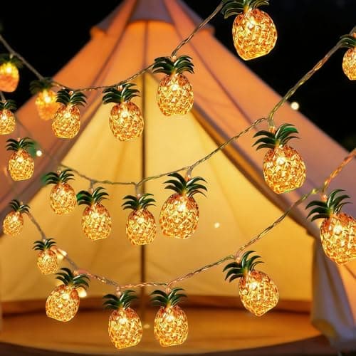Image of CutitiUU 20 LED Pineapple String Lights,3.0M Summer Tropical String Lights,Battery Operated Decorative Lighting for Bedroom Birthday Valentine Party Hawaiian Party Decor (Pineapple)