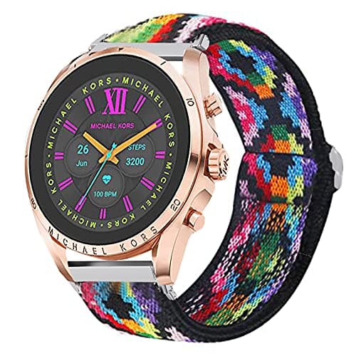 Image of Giaogor Compatible for Michael Kors Gen 6 Band, Stretch Elastics Nylon Adjustable Strap Compatible for Michael Kors Gen 6 Bradshaw Smartwatch/MK Gen 6 Bradshaw 2021 (Colorful)
