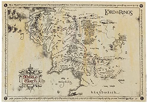 Image of GB eye SPM001 Lord of The Rings Map Parchment Poster, Wood, Various, 65 x 3.5 x 3.5 cm