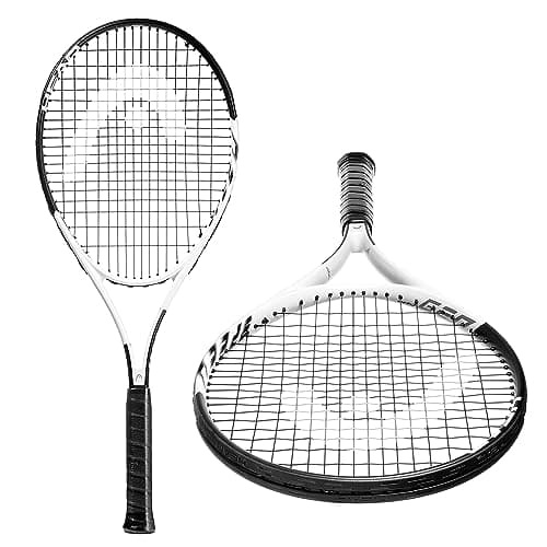Image of HEAD Geo Speed Adult Tennis Racket - Pre-Strung Head Light Balance 27.5 Inch Racquet - 4 3/8 In Grip, Black/White