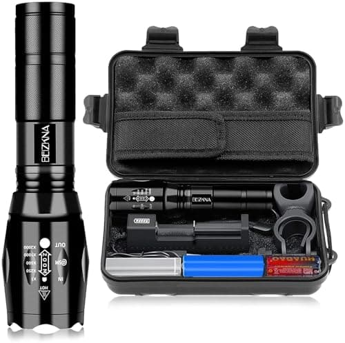 Image of LED Torch Rechargeable Torches Super Bright 2000L Battery Powered Powerful Flashlight L2 CREE Adjustable Focus 5 Modes IP65 Waterproof Outdoor Handheld Pocket Flash Light for Camping Hiking Emergency