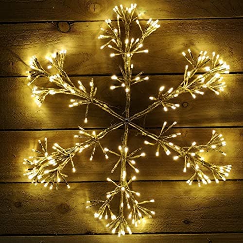 Image of 60cm Gold Starburst Snowflake with 300 Warm White LEDs Christmas Display Light