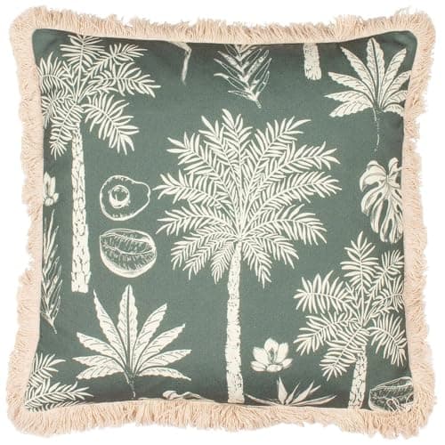 Image of Paoletti Colonial Palm Cushion Cover, Forest, 45 x 45cm