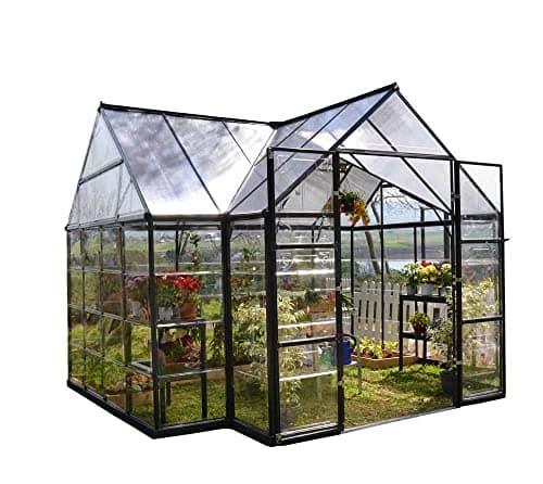 Image of Palram Canopia 12x10ft Victory Orangery Greenhouse and Sun Lounge - Dark Grey