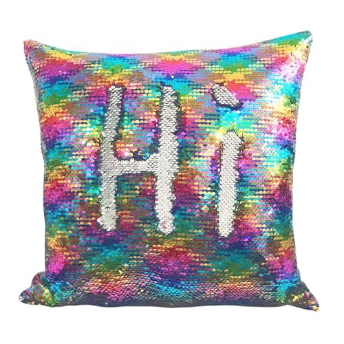 Image of 40X40 cm Reversible Sequin Pillow Covers Two-Color Flip Sequins Cushion Case Magic Glitter Sofa Decorative Pillowcase Shiny Mermaid Pillow Case for Home Decor Cafe Party Christmas (No Pillow Insert)