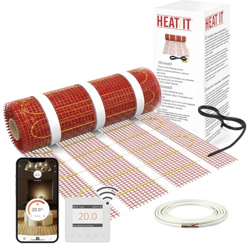 Image of HEATIT Underfloor Heating mat Electric Radiant Self-Adhesive Floor Heating System 200w/㎡ Warmmat with ET-84Wwhite Thermostat