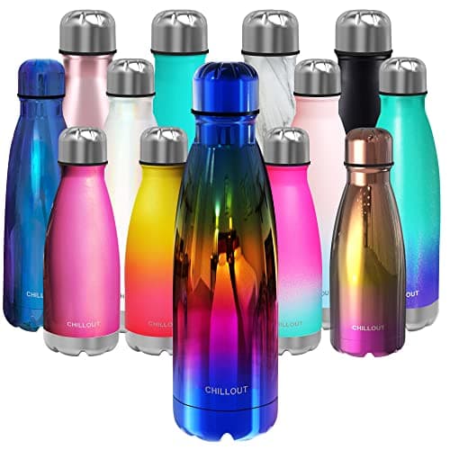 Image of CHILLOUT LIFE Stainless Steel Water Bottle: 17 oz Double Wall Insulated Cola Bottle Shape for Cold and Warm Drinks, BPA Free
