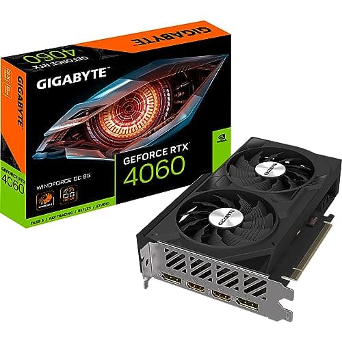 Image of Gigabyte NVIDIA GeForce RTX 4060 WINDFORCE OC Graphics Card - 8GB GDDR6, 128-bit, PCI-E 4.0, 2475MHz Core Clock, 2x DP 1.4, 2x HDMI 2.1a, NVIDIA DLSS 3 - GV-N4060WF2OC-8GD