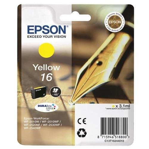 Image of Epson 16 Inkjet Cartridge Pen & Crossword Page Life 165pp Yellow Ref T16244010 102100